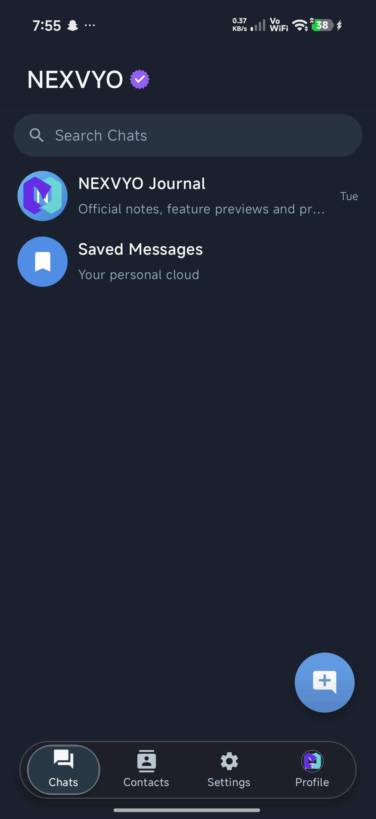 NEXVYO private chats screen